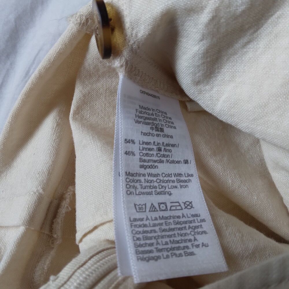 Madewell Linen Blend Jumpsuit Romper Button Front Ivory Boho Womens Size 0 - Picture 9 of 13